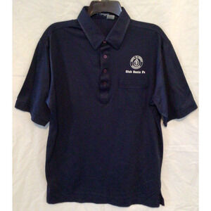 Vtg Club Santa Fe Energy Gas Oil Blue Collar Polo Shirt Size XL Di Minzoni 888A